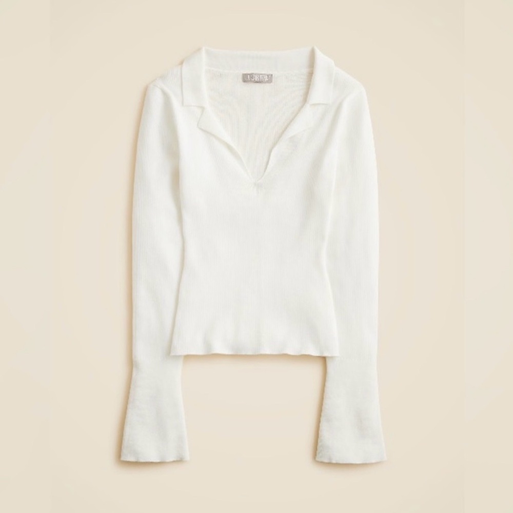 J. Crew Ivory Ribbed V-Neck Top